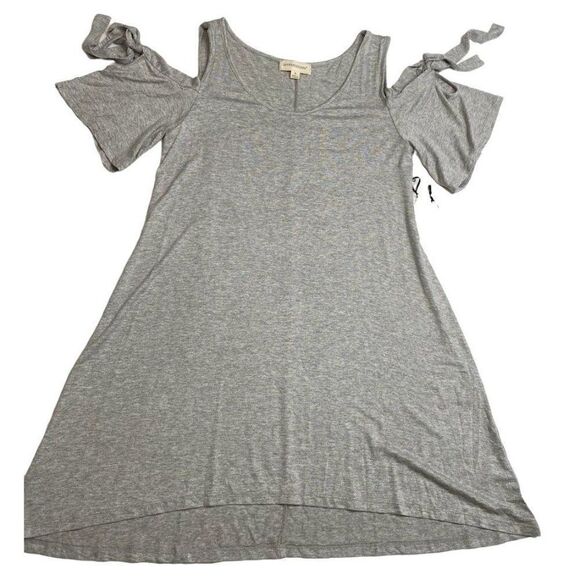 CoverStitched Heather Gray Cold Shoulder Soft A Line Dress sz Large NEW - Picture 4 of 10